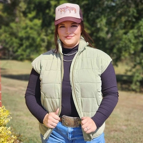 Crazy Consuela Women's Olive Vest Noise Free Material Stretch Panels