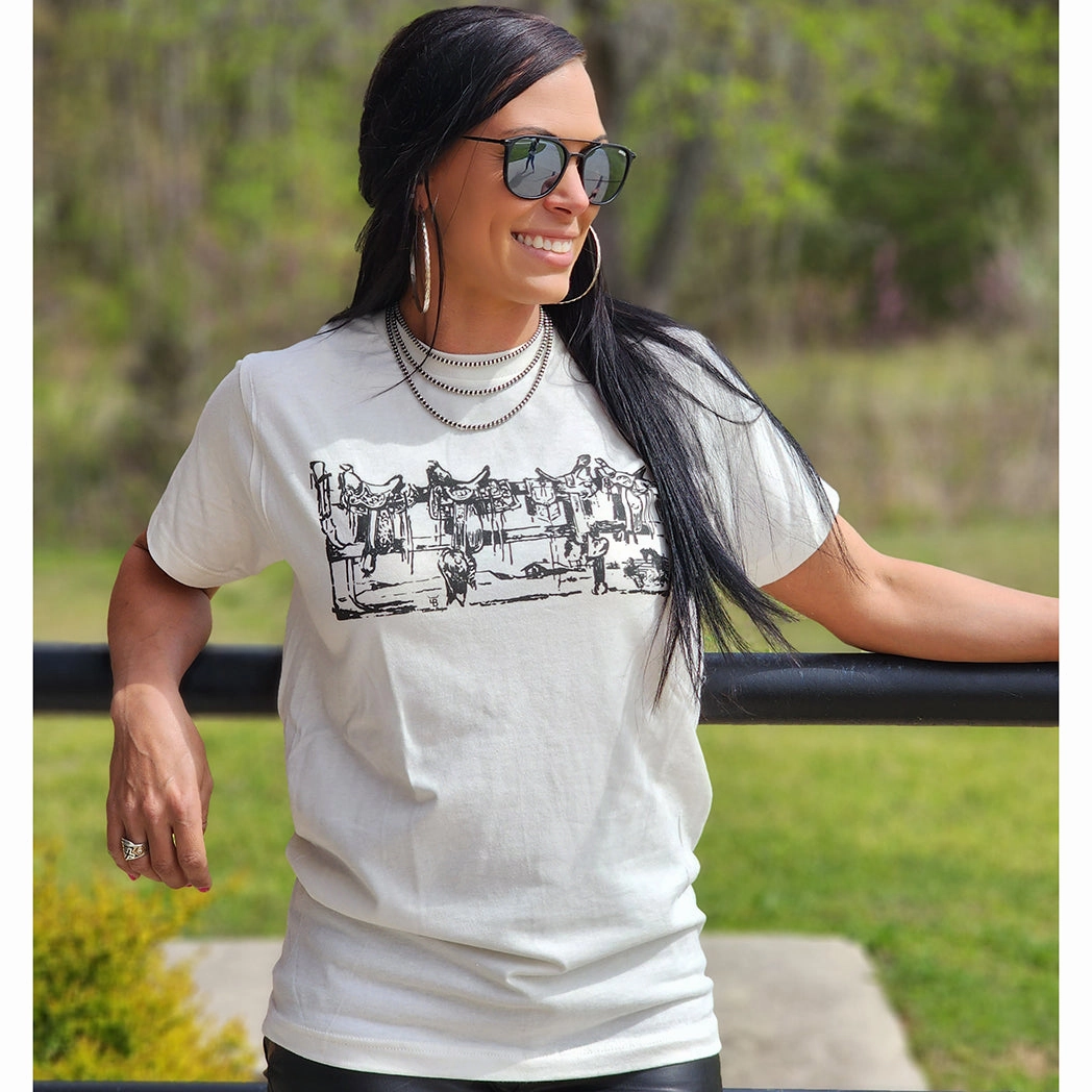 Cream Saddle Tee All Purpose Casual Cut