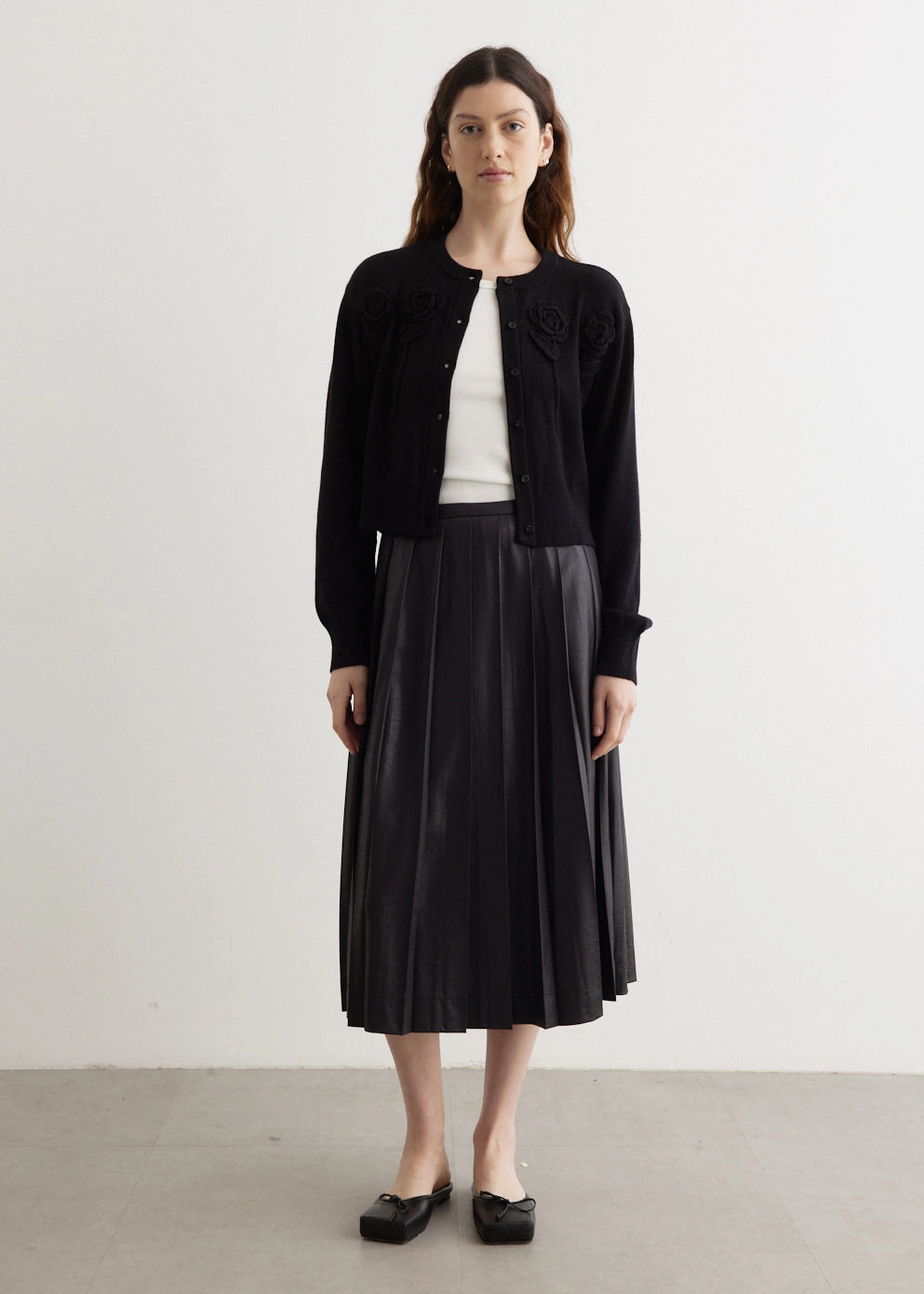 Creased Pleated Skirt Minimalist Style Crisscross Back