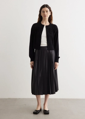 Creased Pleated Skirt Minimalist Style Crisscross Back