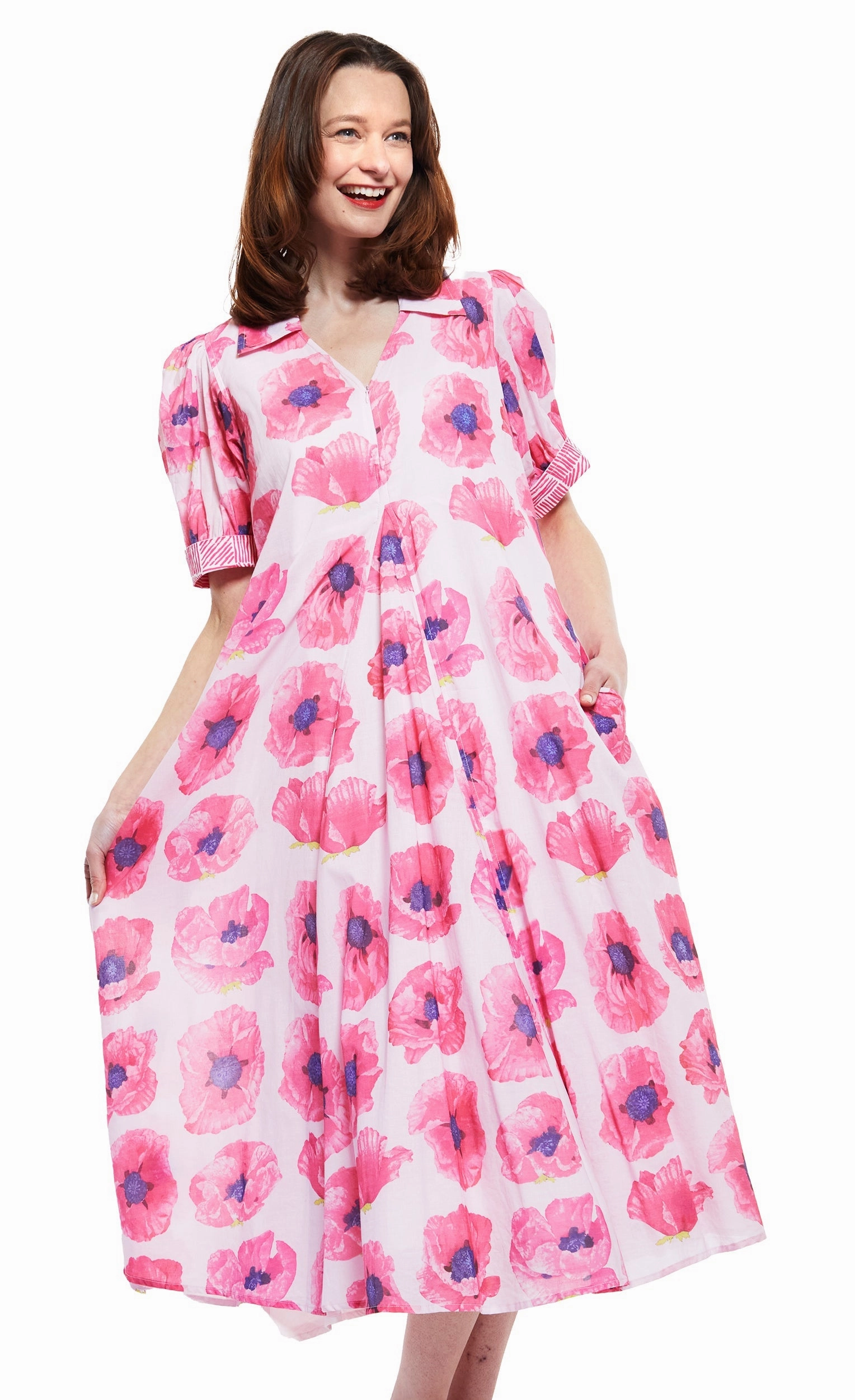 Montauk Dress - Pink With Poppy Trendy Fit Warm Touch