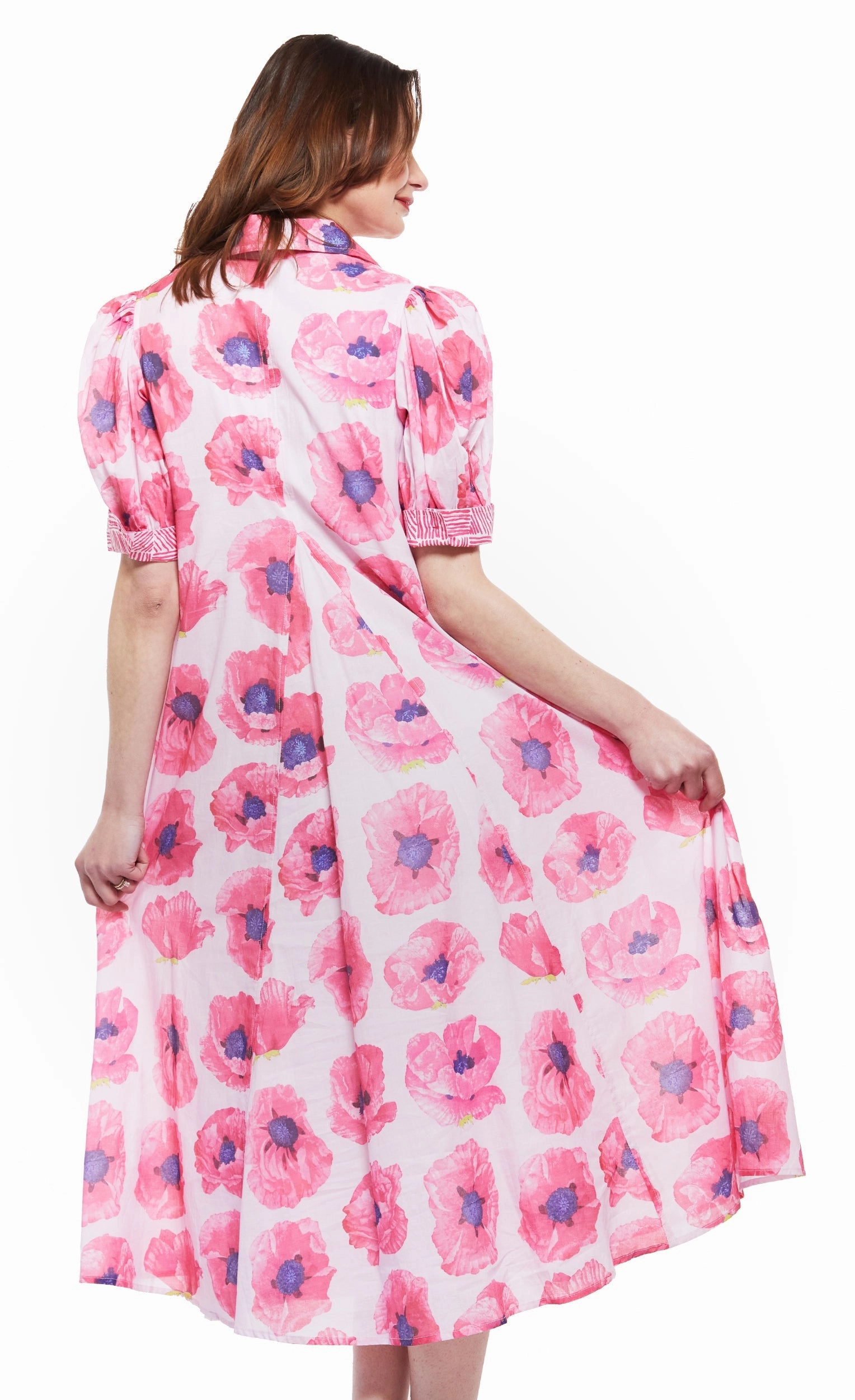 Machine-washable Classic Look Montauk Dress - Pink With Poppy