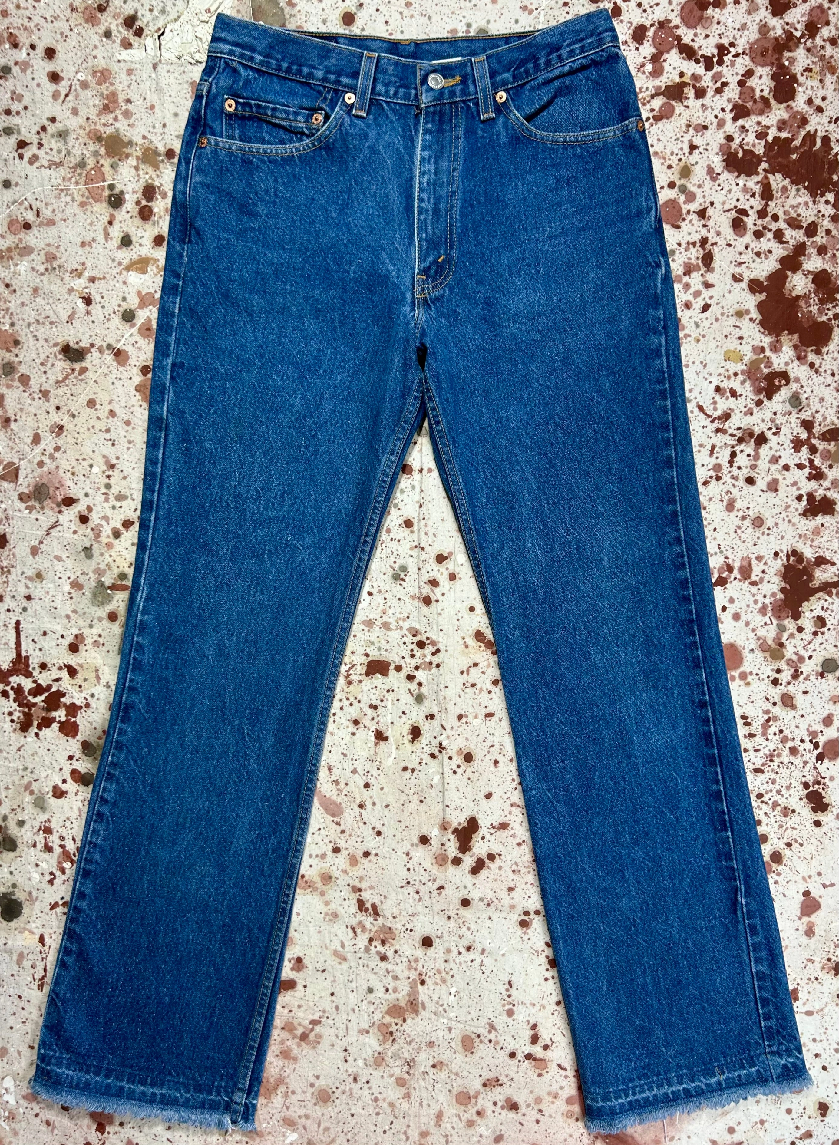 Road Trip Bold Look Smart Casual Modern Cut Vintage USA Levi's 517 Busted Cuff Dark Wash Denim Jeans (JYJ1124-376)