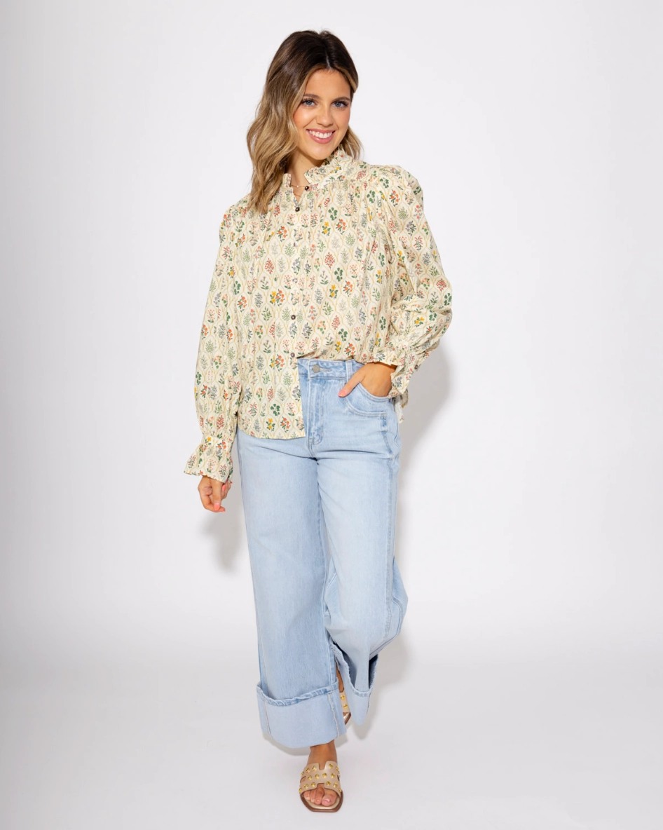 The Empire Wide Leg Baggy Cuffed Jeans Cropped length