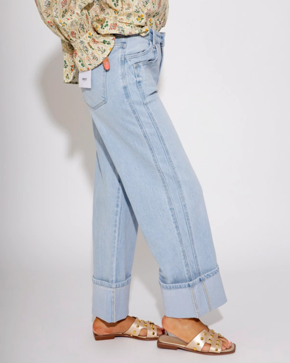 Casual Luxury Winter Warmth The Empire Wide Leg Baggy Cuffed Jeans