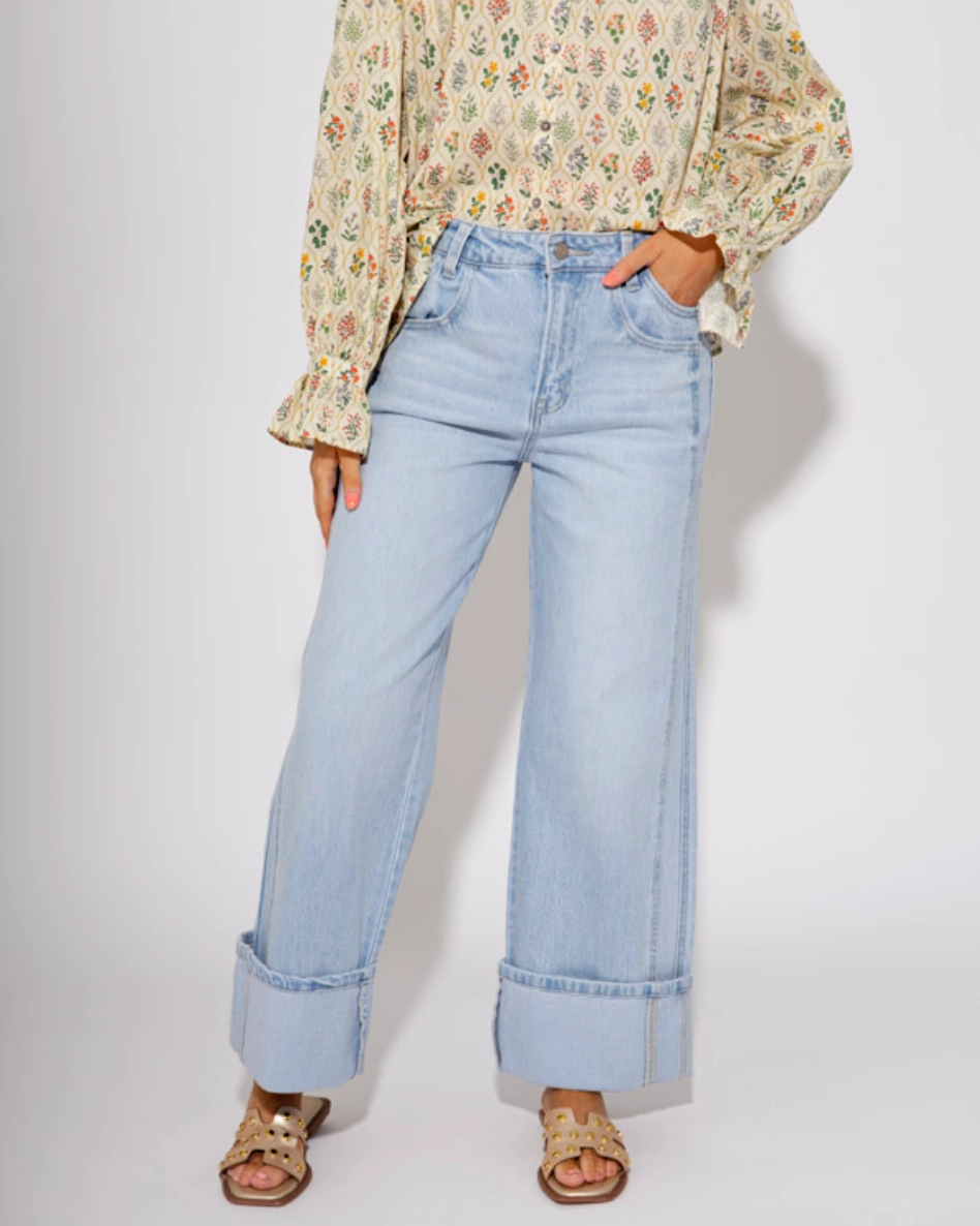 Vintage Lover Loose The Empire Wide Leg Baggy Cuffed Jeans