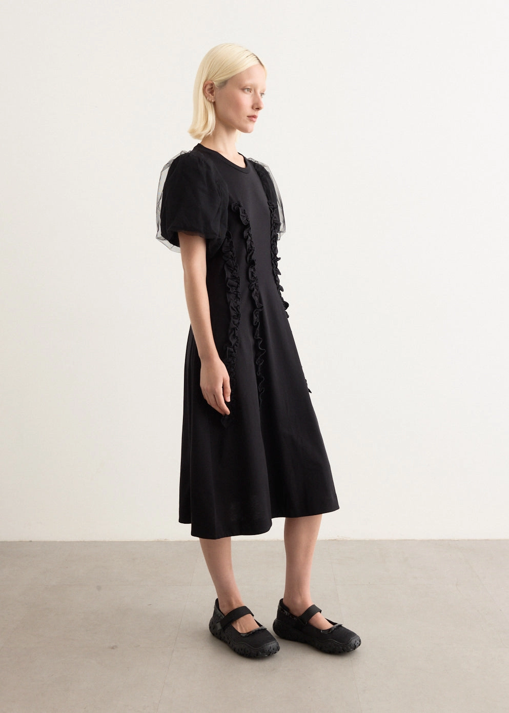 Tulle Overlay Multi Ruffle Frill Dress Seasonal Layering Gradient Shade