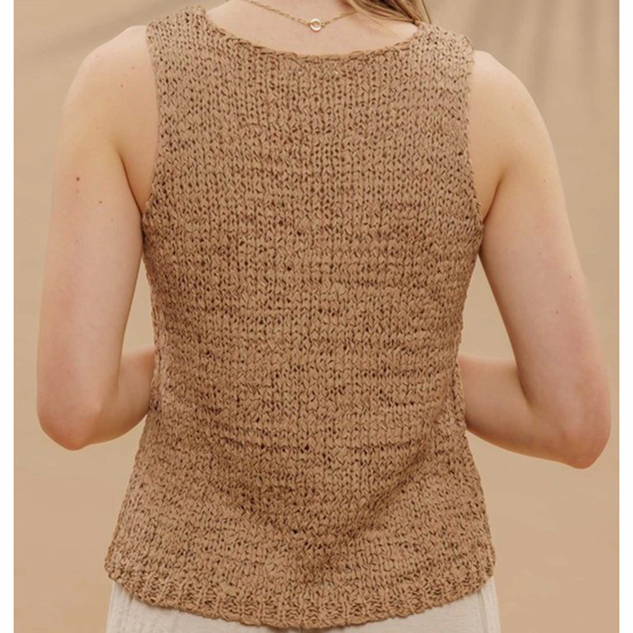 Crochet Button Vest ElasticWaistband