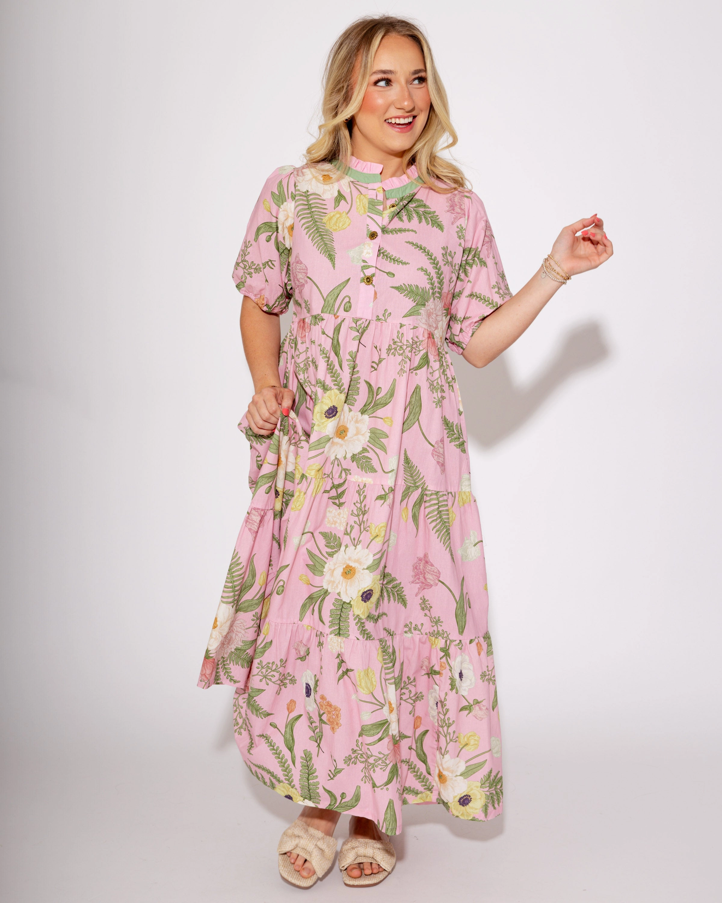 Timeless-Classic Sleek Feel Blushing Bloom Midi Dress