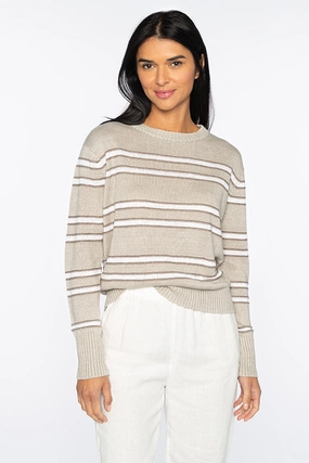 Casual Layers Crop Stripe Crew