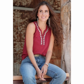 Warm Layer Cruel Denim Women's Burgundy V-Neck Tank