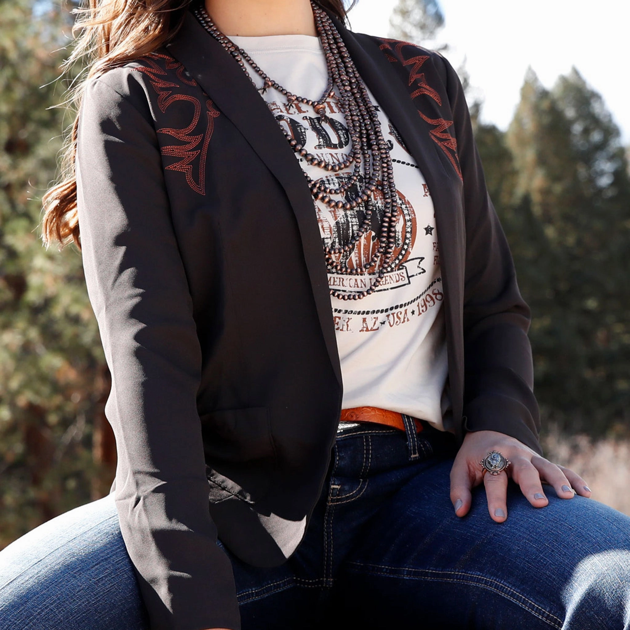 Hypoallergenic Interior Cruel Girl Brown Boot Yoke Blazer