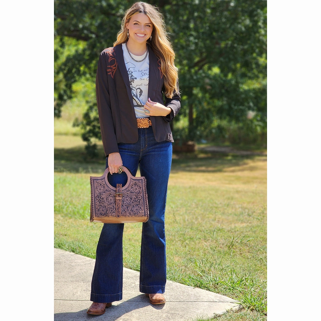 Cruel Girl Brown Boot Yoke Blazer AllDay Comfort Design