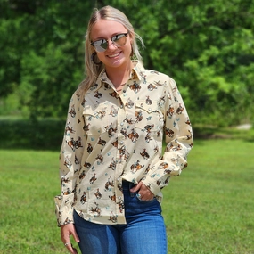 Cruel Girl Rodeo Pearl Snap Shirt AdjustableHem Multi Panel Construction