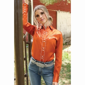 Cruel Girl Women's Solid Copper Long Sleeve Shirt OdorResistant Fabric