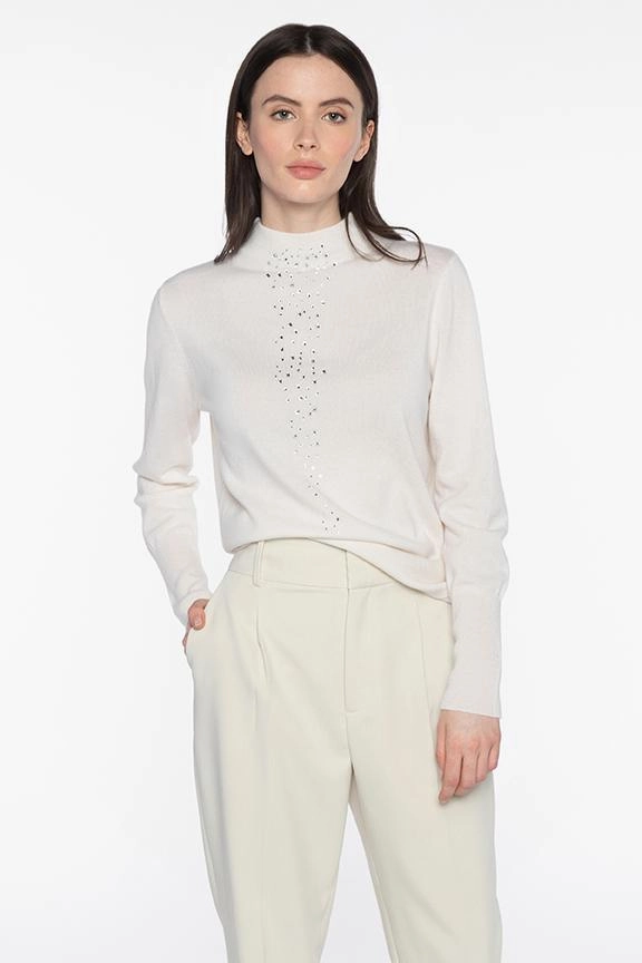 Crystal Funnel Sweater Relaxed Neckline