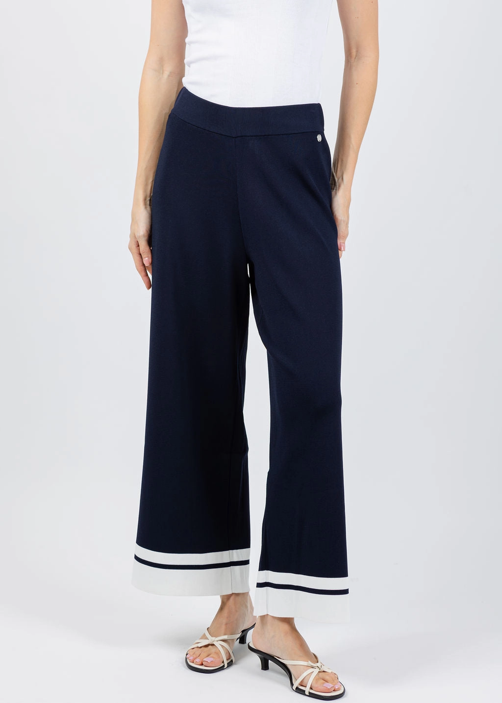 LightweightDesign All Purpose Wear Culotte Pants With Stripe Detail - Midnight Blue/Vanilla