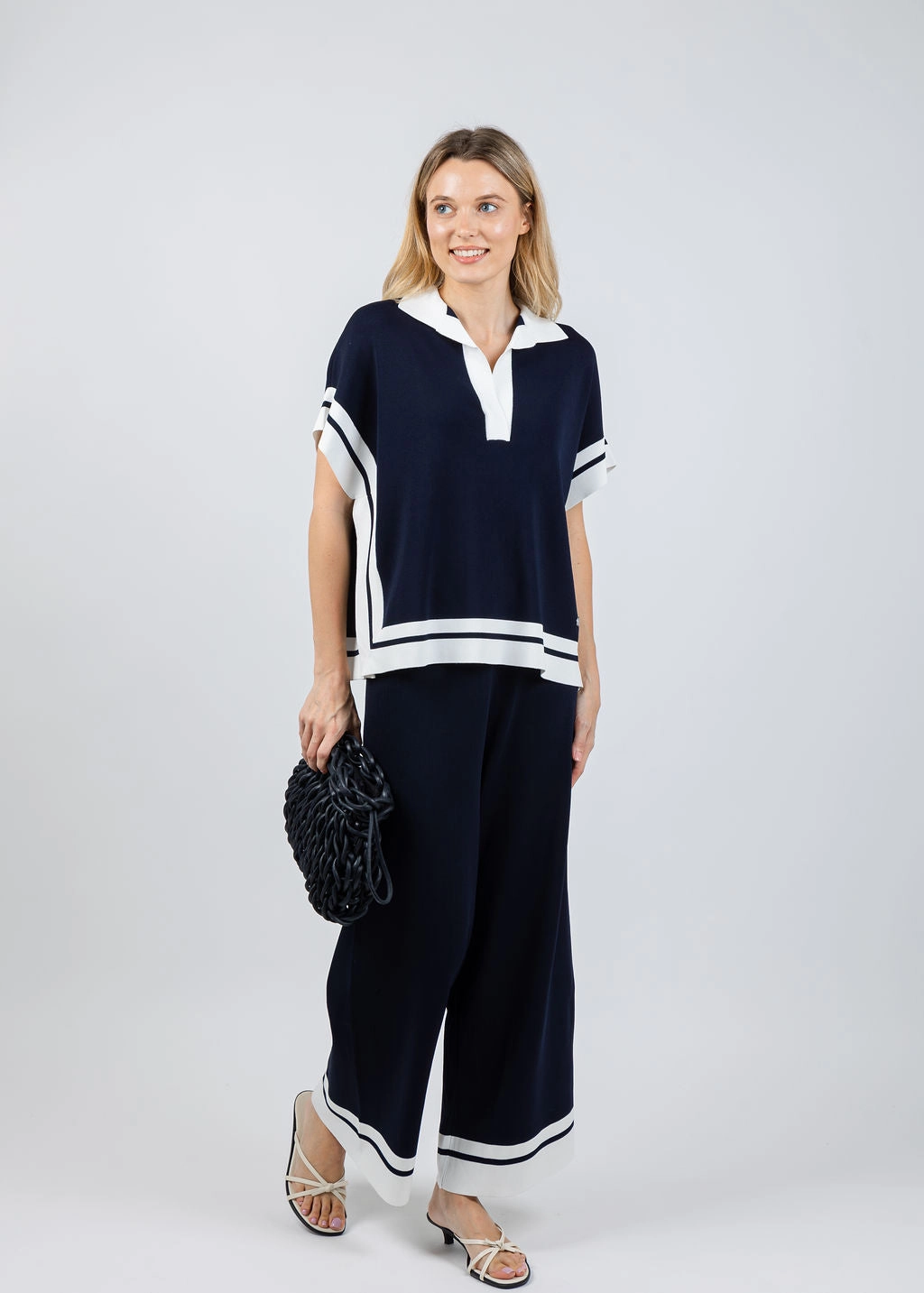 Culotte Pants With Stripe Detail - Midnight Blue/Vanilla AllDayCompression Functional Layers