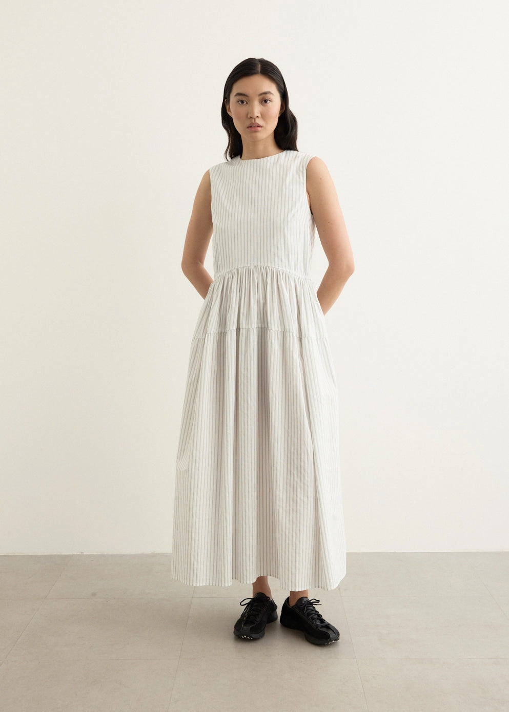 Cypress Stripe Dress Sleek Design Light Flow