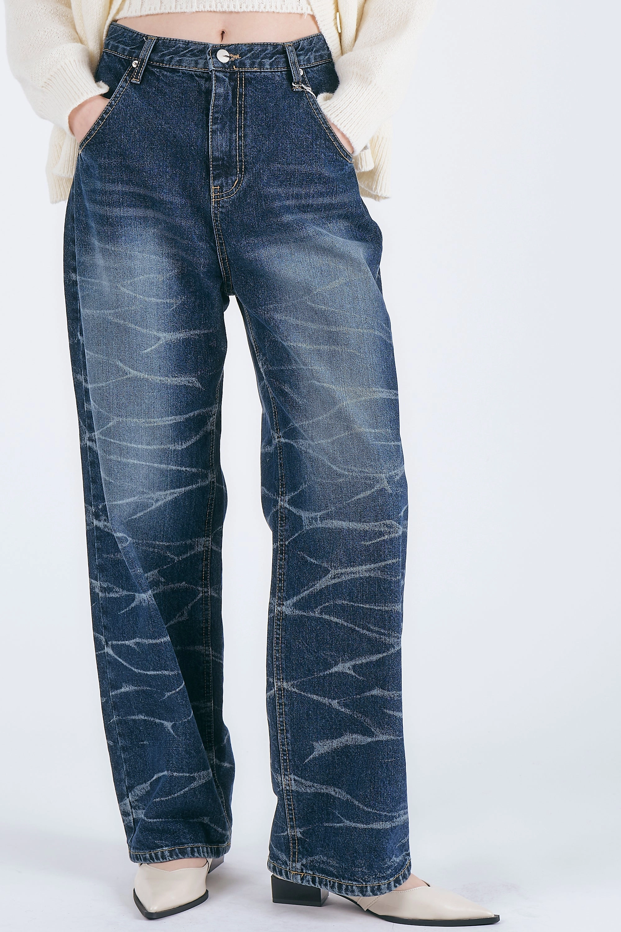 Daisy Whisker Wash Jeans Popular Style Recycled Cotton Blend