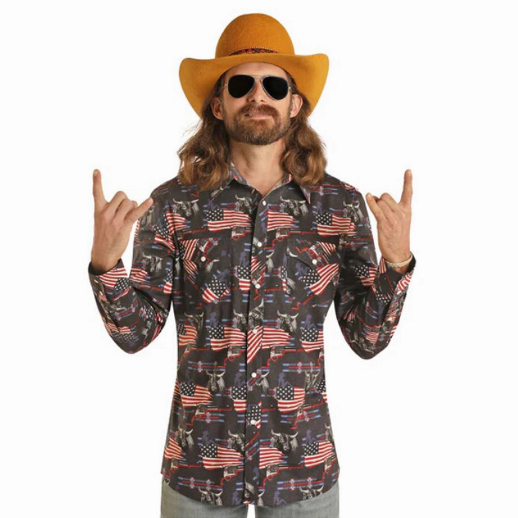 stain resistant coating Dale Brisby American Flags & Bull Long Sleeve