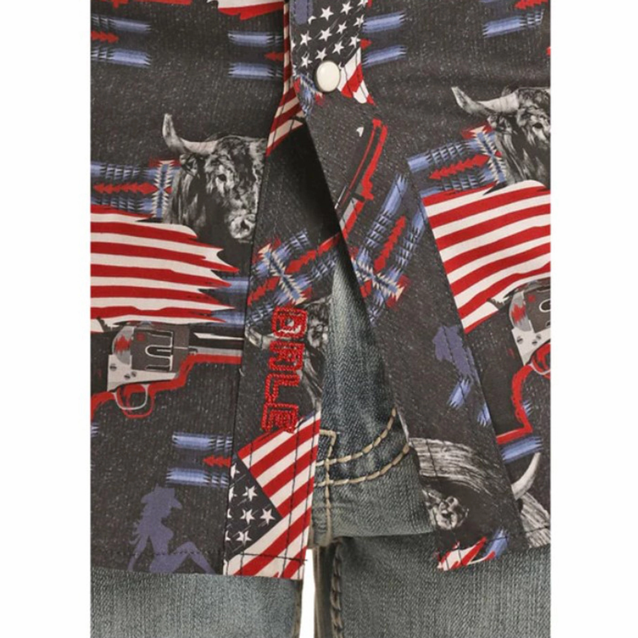 Ventilated Back Seamless Sides Dale Brisby American Flags & Bull Long Sleeve