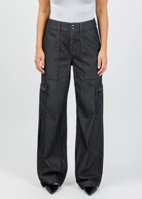 Danni Denim Cargo Pants - Black Wash Comfort Waist