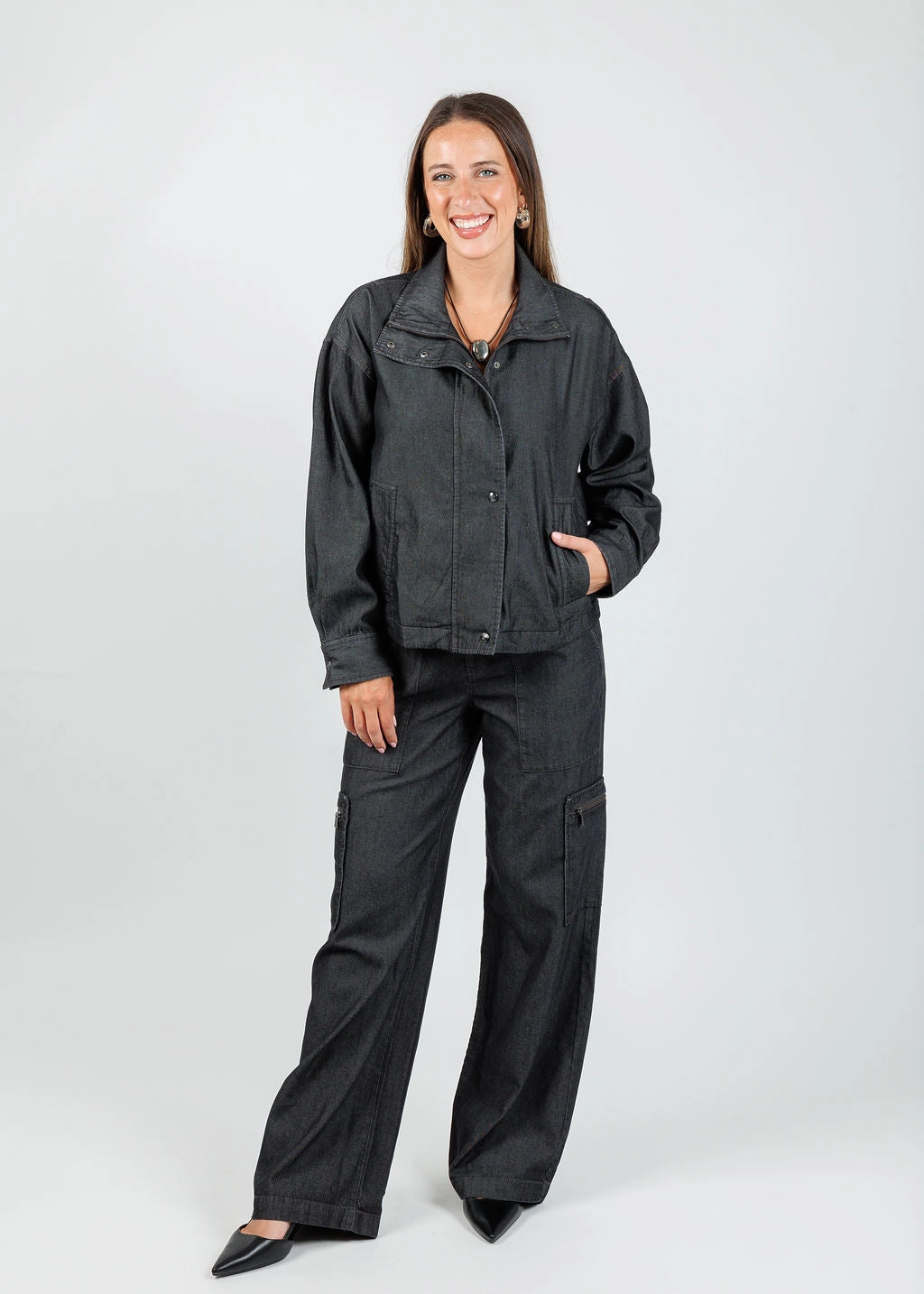 Danni Denim Cargo Pants - Black Wash Training Wear