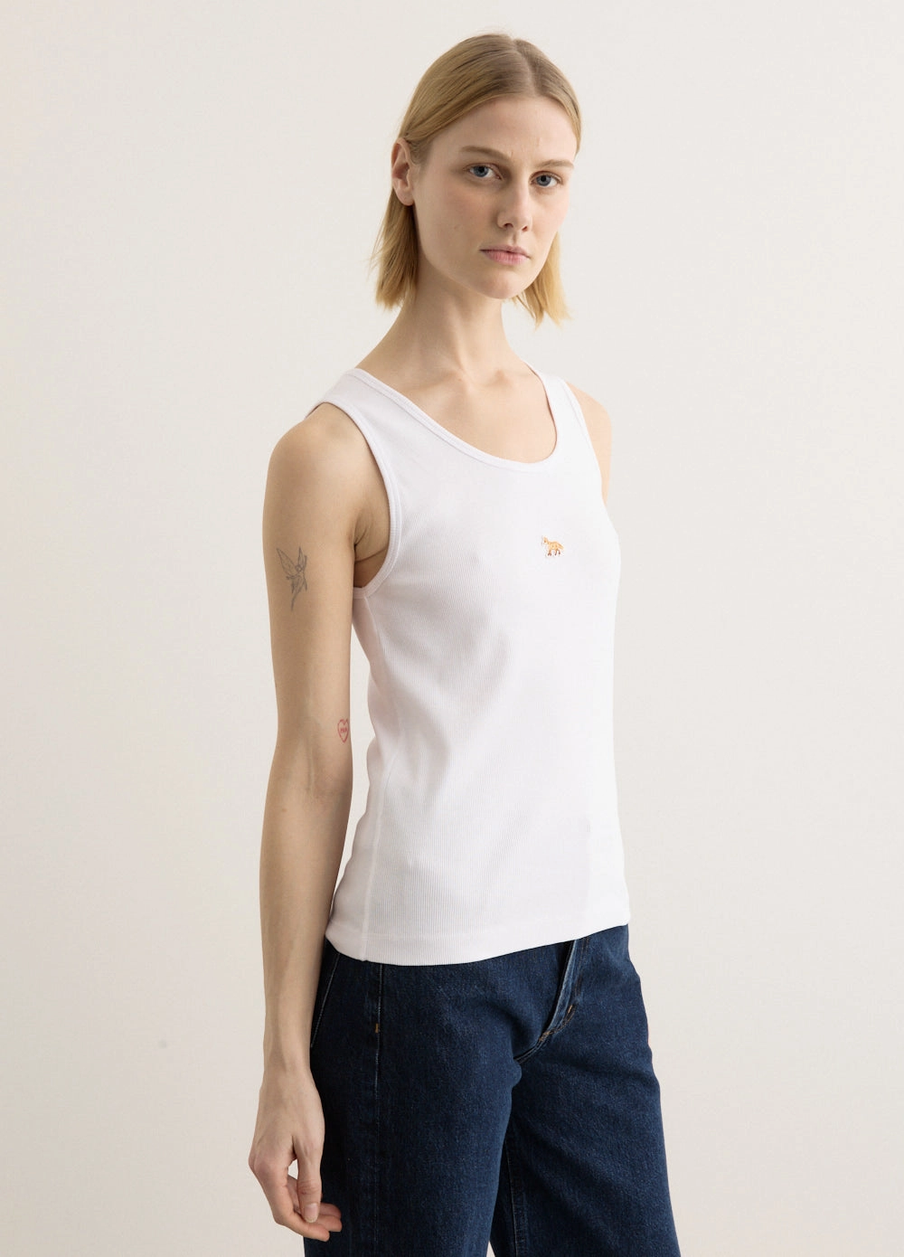 Baby Fox Ribbed Tank Top dim Reinforced Hemline