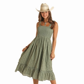 Rock & Roll Women's Jade Aztec Eyelet Dress Glossy Detail