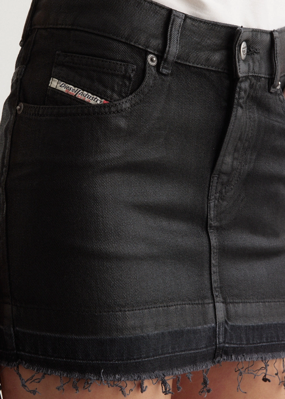 De-Ron Wet Look Mini Skirt Floral Pattern