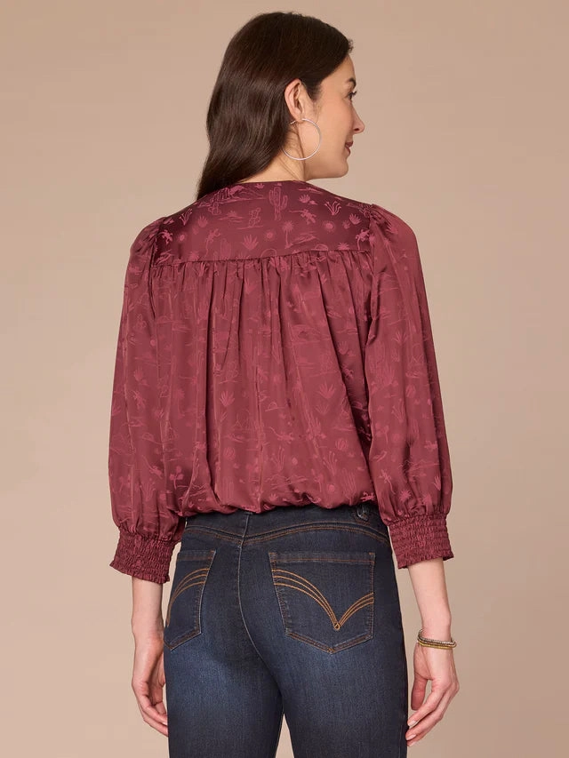 Democracy Desert Nights Woven Blouse Oversized Fit Anti Static Cloth Blend