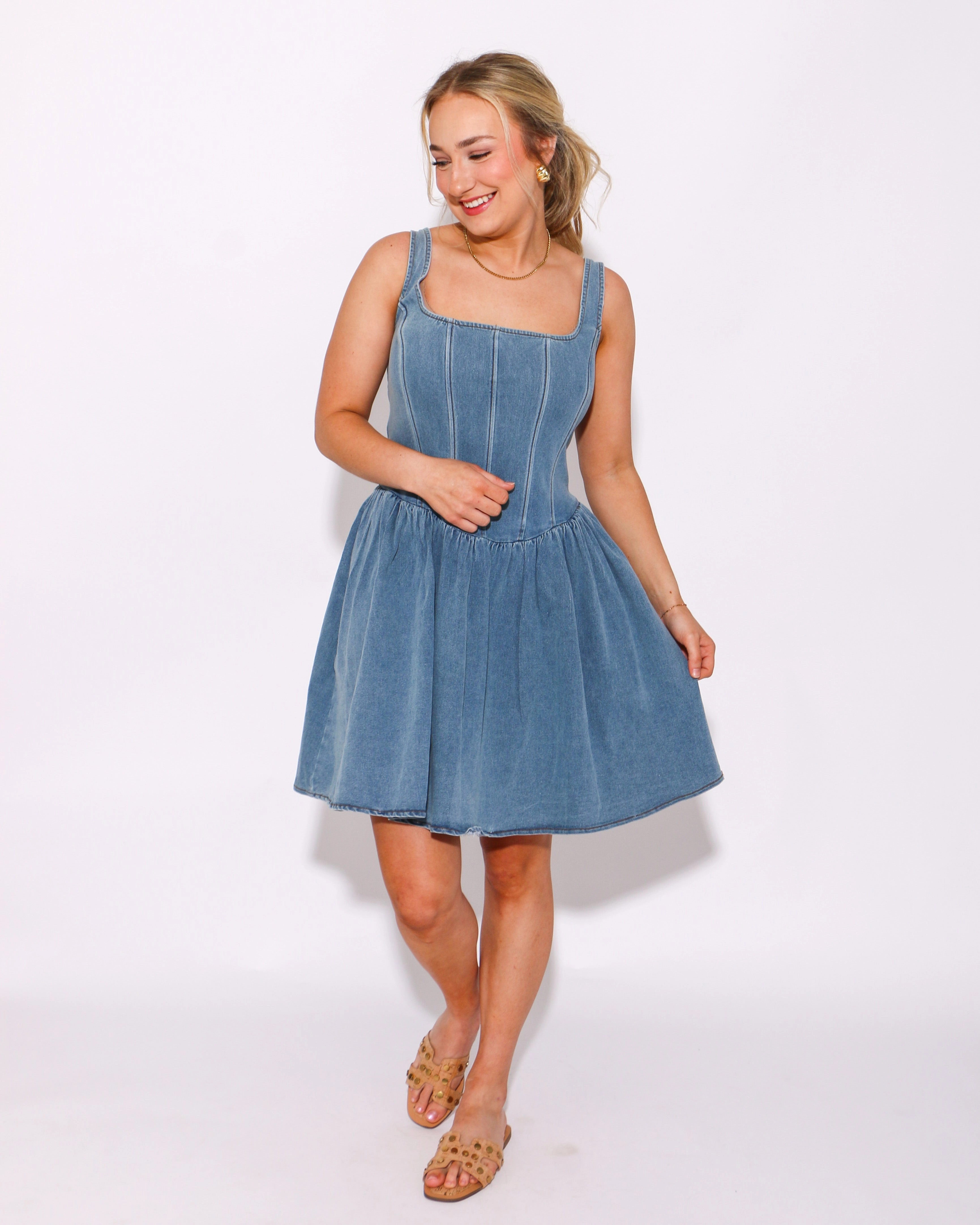 Denim Charm Mini Sundress Multipurpose Minimalist Style