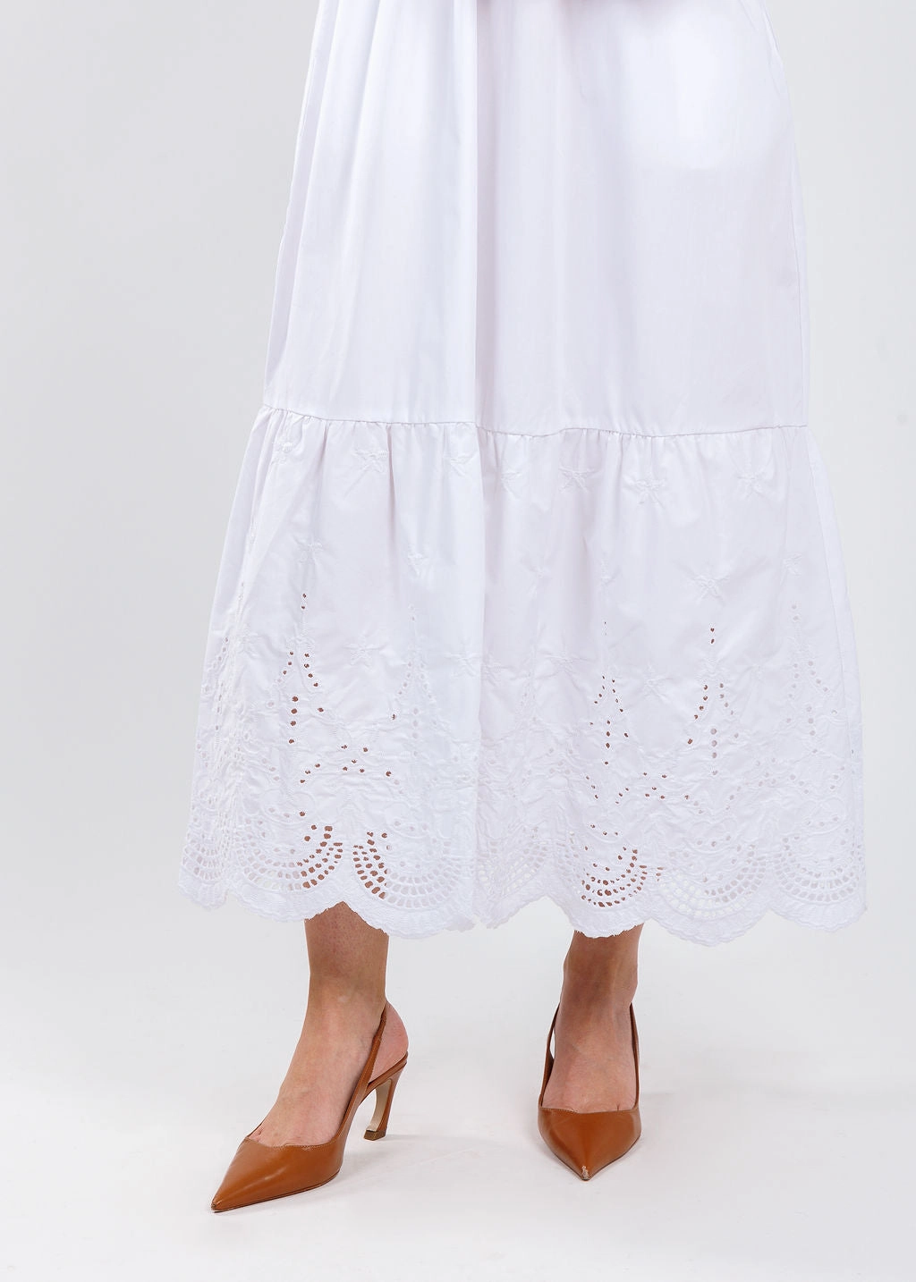 Eyelet Dress - White Bow-Detail