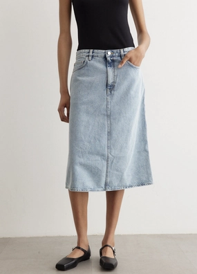 Exclusive Drop Statement Fashion Denim Midi Skirt