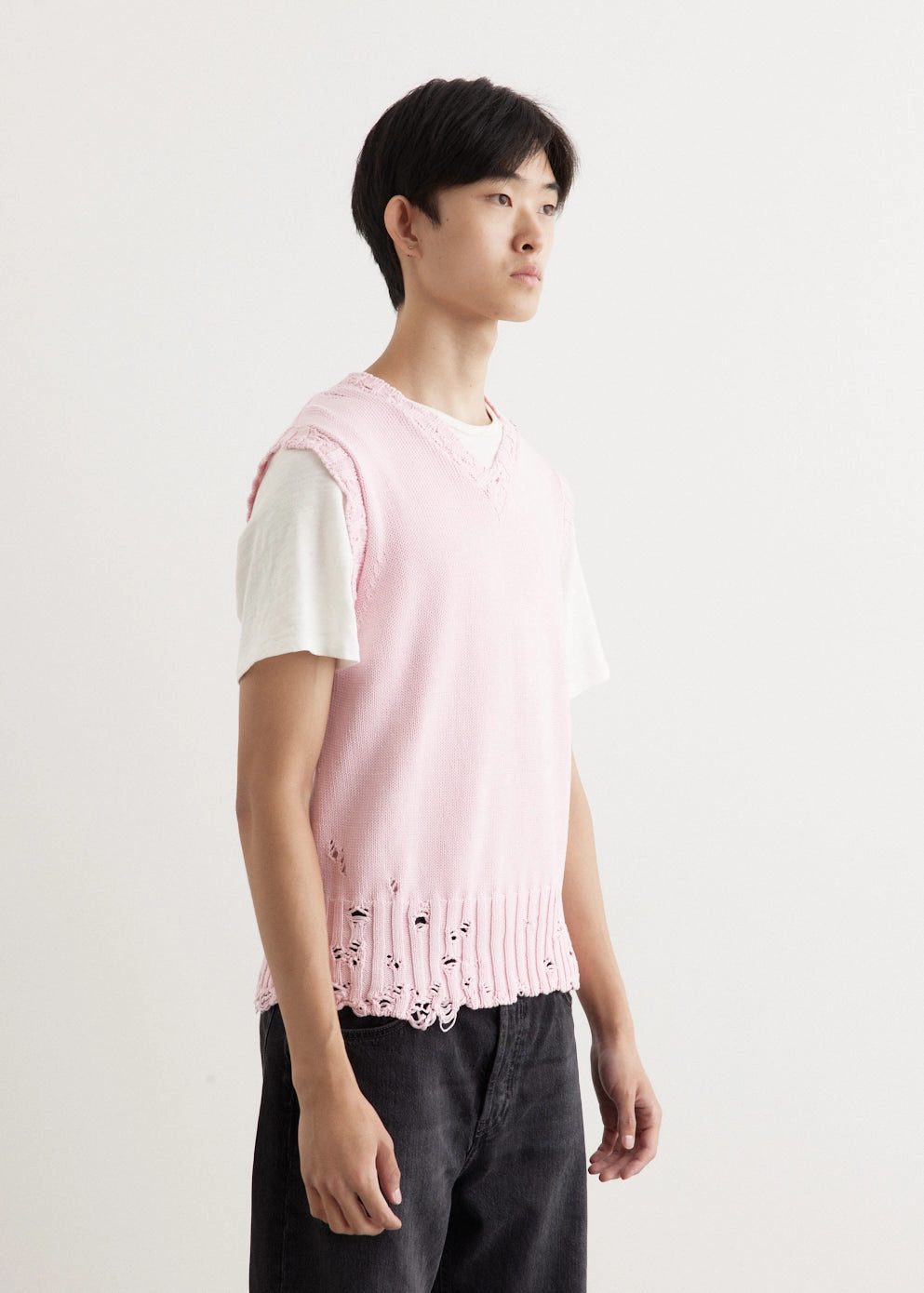 Abrasion Proof Shoulders construction quality Destroyed Knit Vest