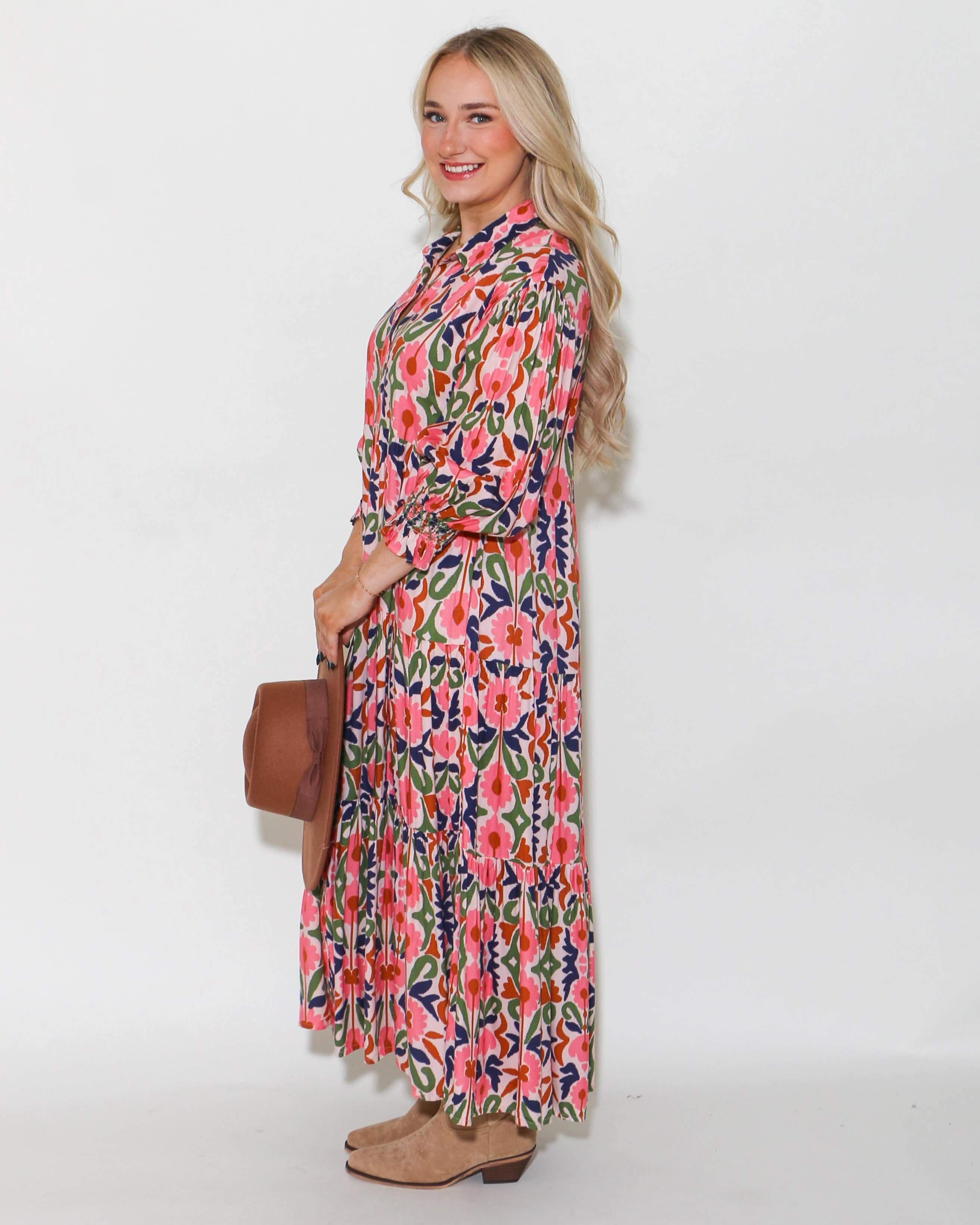 Spring Ready Fall Florals Midi Dress