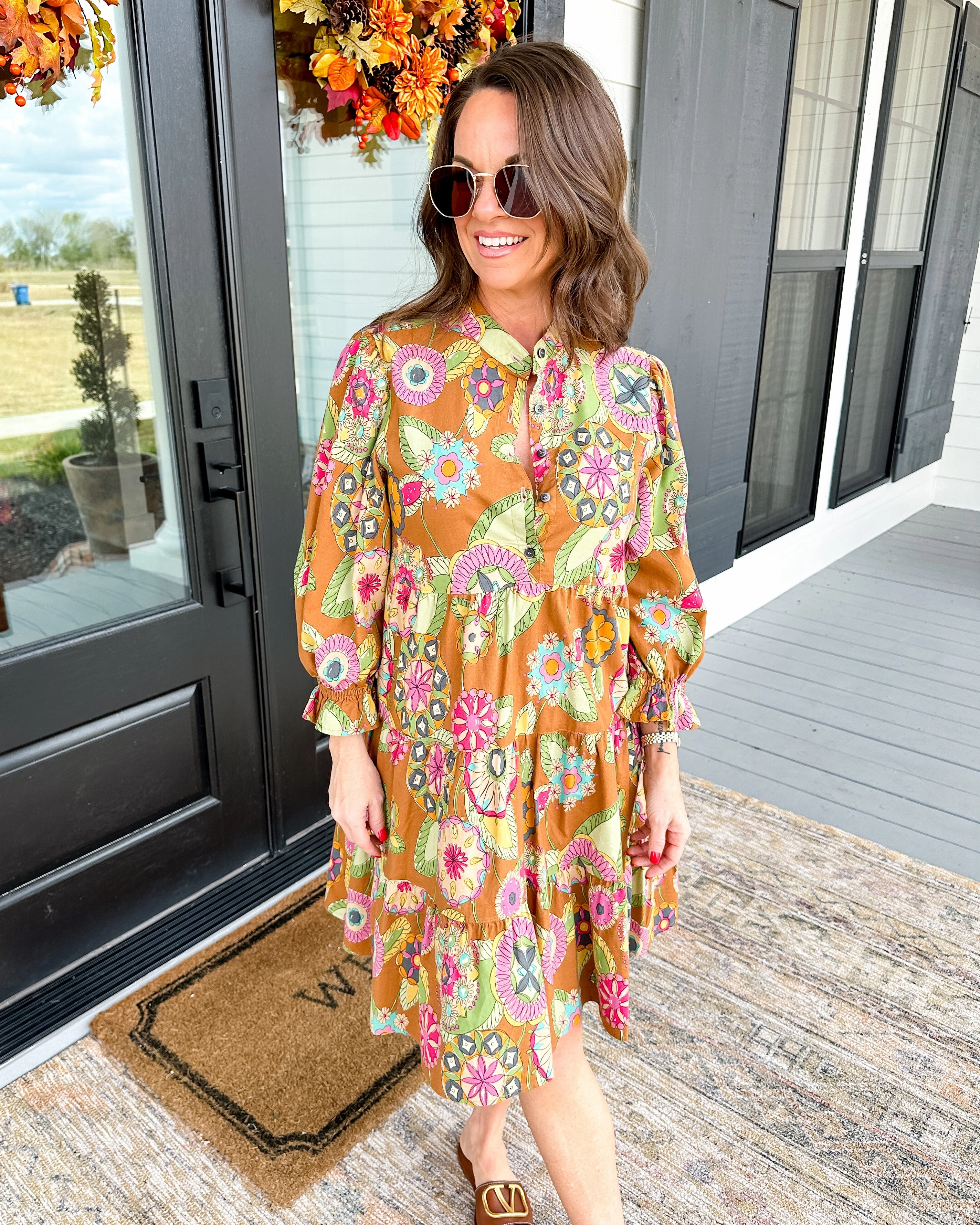 Autumn Tiered mini Dress in Caramel All Daywear