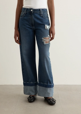 Distressed Embellished Straight Leg Jeans Closet Staple Chill Comfort