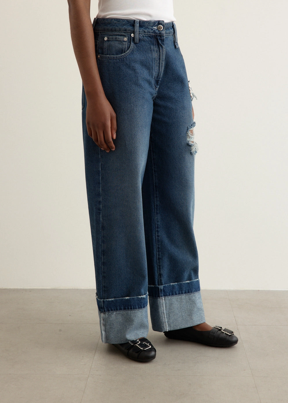 Fit And Easy Home Comfort Teen Outfit Distressed Embellished Straight Leg Jeans