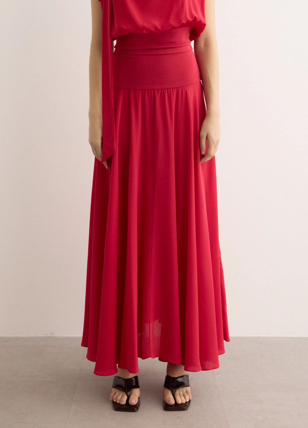 Illi Maxi Skirt Fold Over Detail Neutrals Only