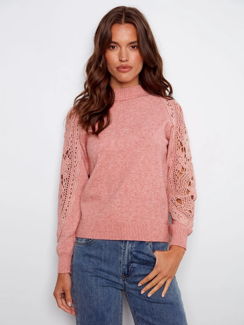 TactileWeave Charlie B. Primrose Crochet Sleeve Mock