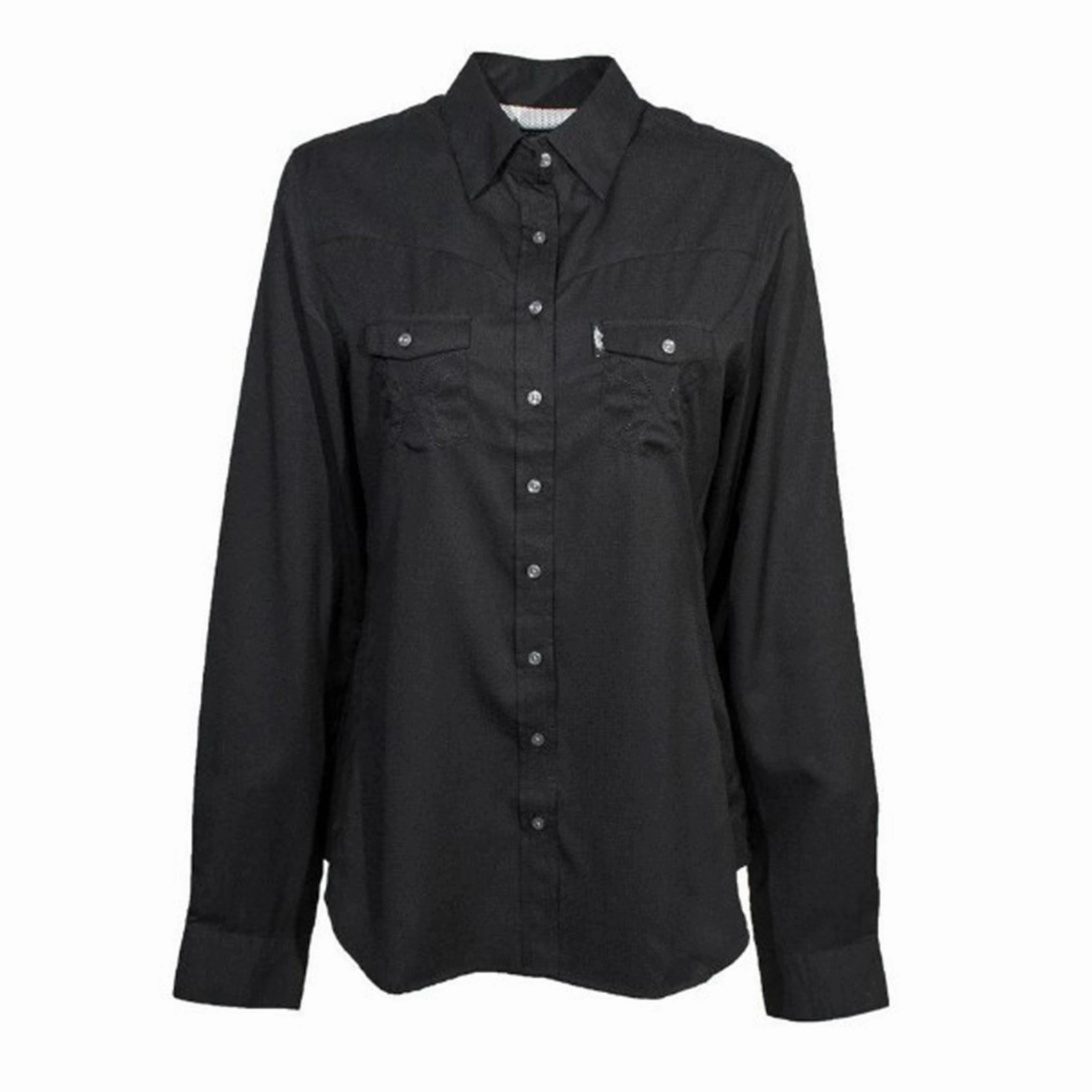 Hooey Women's SOL Black Competition Shirt Weighted Hem Trim EasyCareMaterial