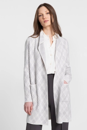 Bias Plaid Cardigan Winter Ready Knit Flexible Neck Opening