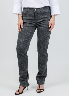 Dream Straight Jeans 32" - Light Grey Leopard Thermal Regulating Fabric Easy Fit Design