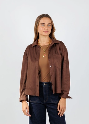 Driane Faux Suede Shirt - Brown High Density Weave BondedHemline Ultraviolet Protection Finish