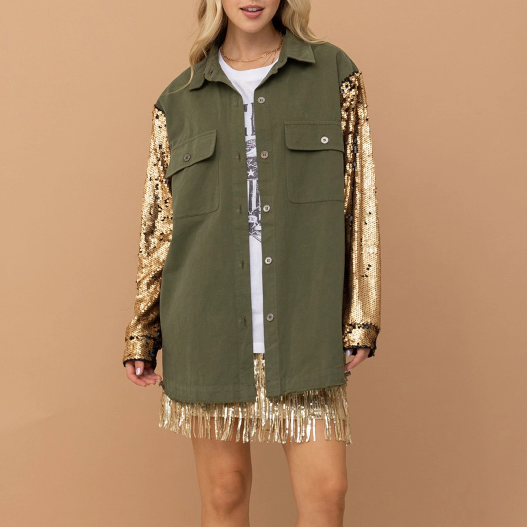 Non Bulky Insulation Tech Blue B Women's Olive Cargo Twill Jacket