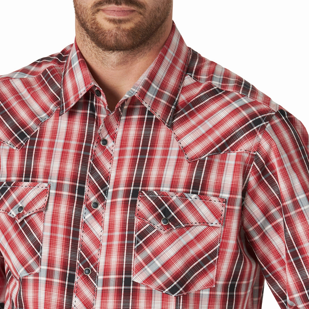Wrangler Men's Long Sleeve Plaid Shirt Embroidered Detail Unisex Option