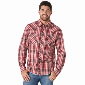 Pastel Shade Wrangler Men's Long Sleeve Plaid Shirt