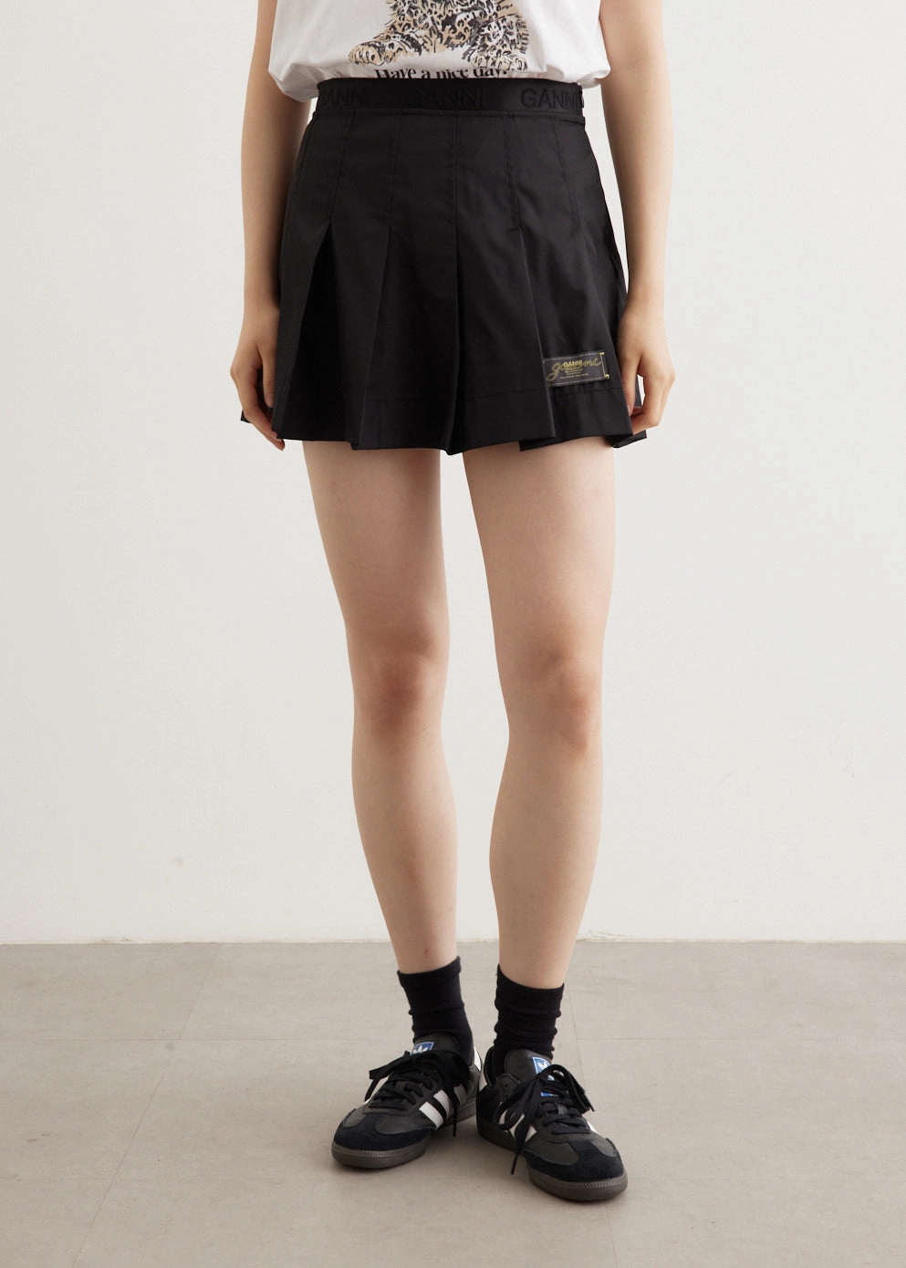 Duchesse Nylon Pleated Mini Skirt Organic Cotton Casual Edge